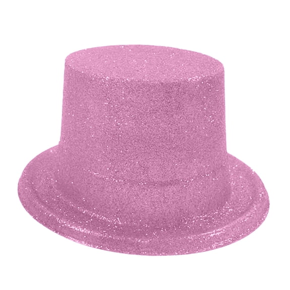 WGRFFH Bright Glitter Plastic Top Hats,Shiny Sequin Magician Victorian Hat,Assorted Colors Party Hats, Dress Up Cosplay Costume Top Hats,Bulk Celebration Accessories for Men Women Pink