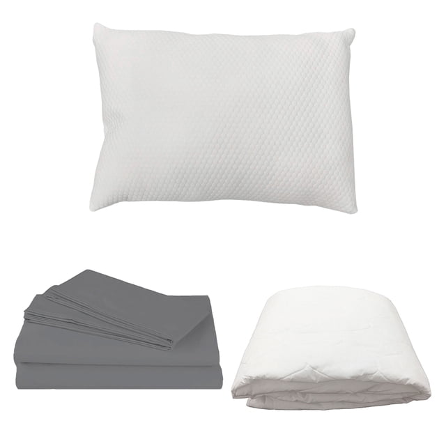 Protector Spring Air Individual + Sábanas Basic Grey + Almohada Frosty