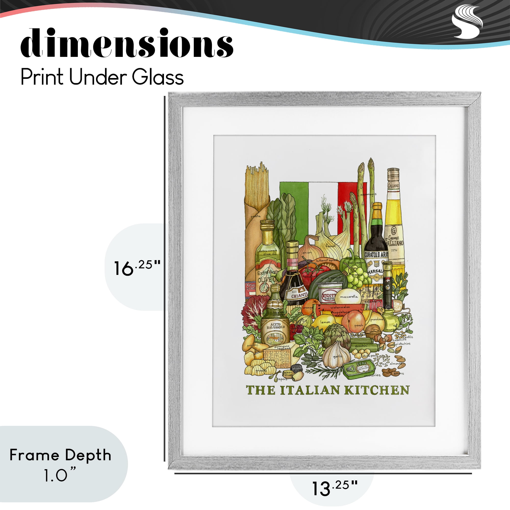 Stupell Industries Italian Kitchen and Food Gray Framed Print Under Glass, design by Nancy Overton