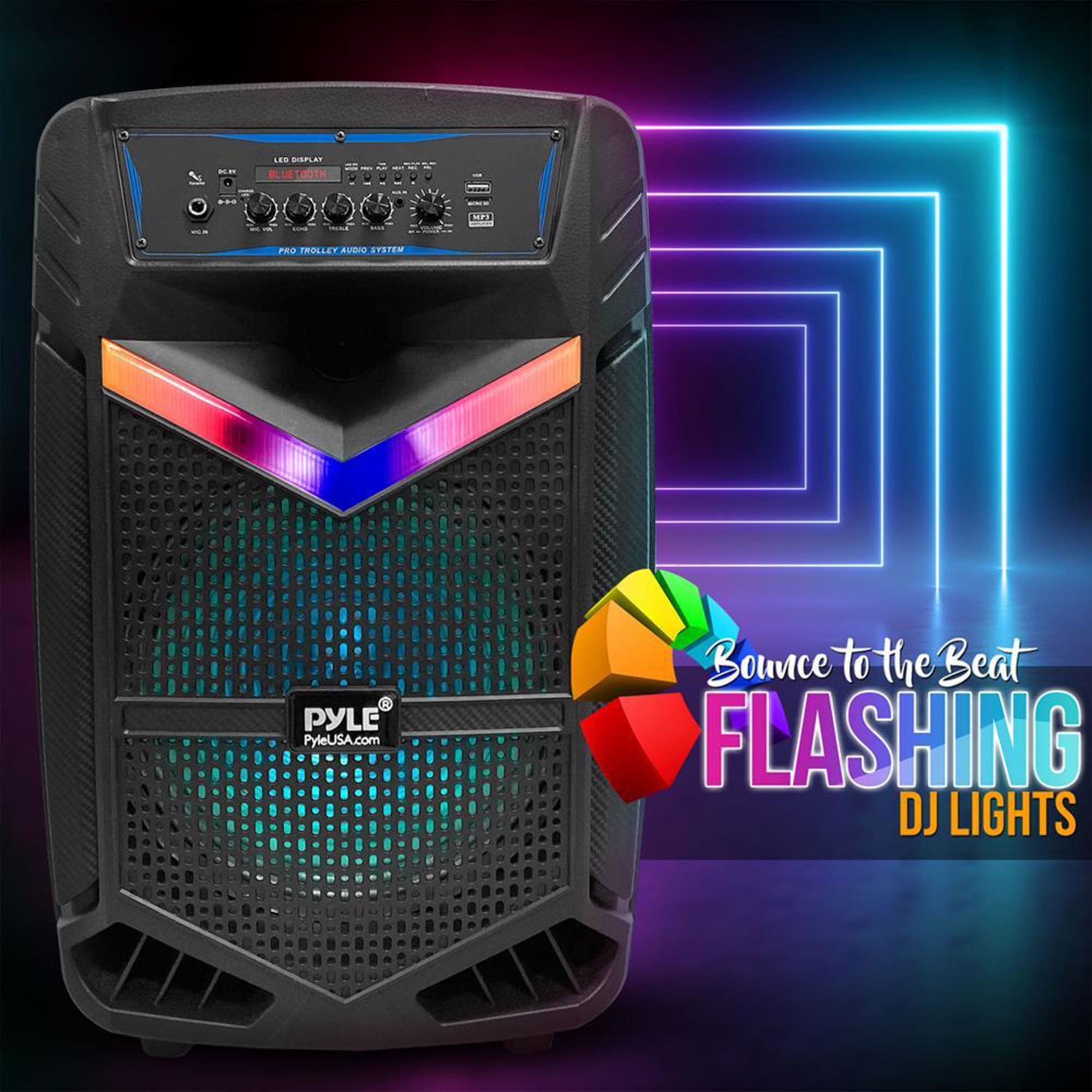 Pyle 15 Inch Bluetooth Portable Audio Party Speaker w/ Rechargeable Battery