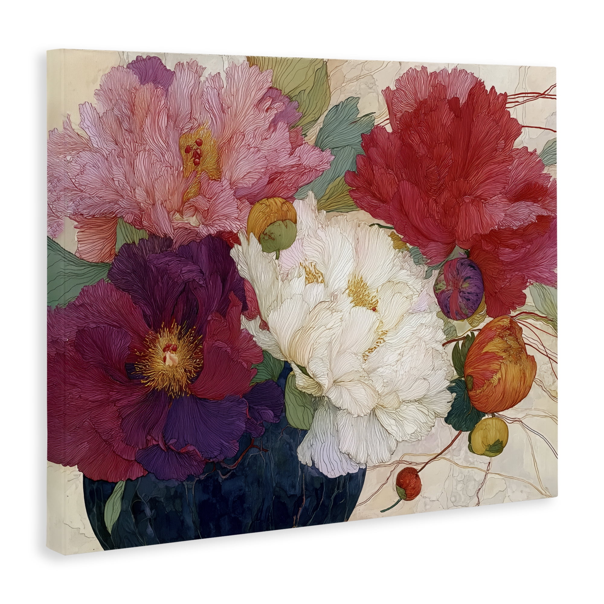 Haiku Ornate Flower Petals Canvas Wall Art, design by Annabelle Hall