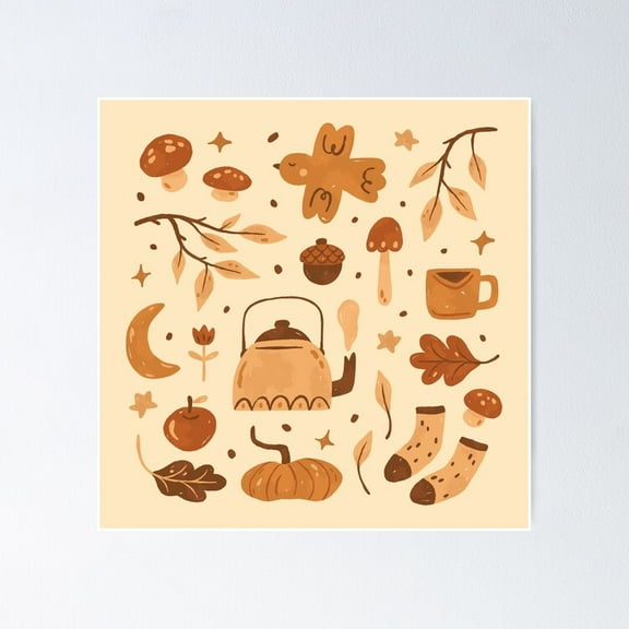 Autumn Doodles Poster, UNFRAMED-8x12
