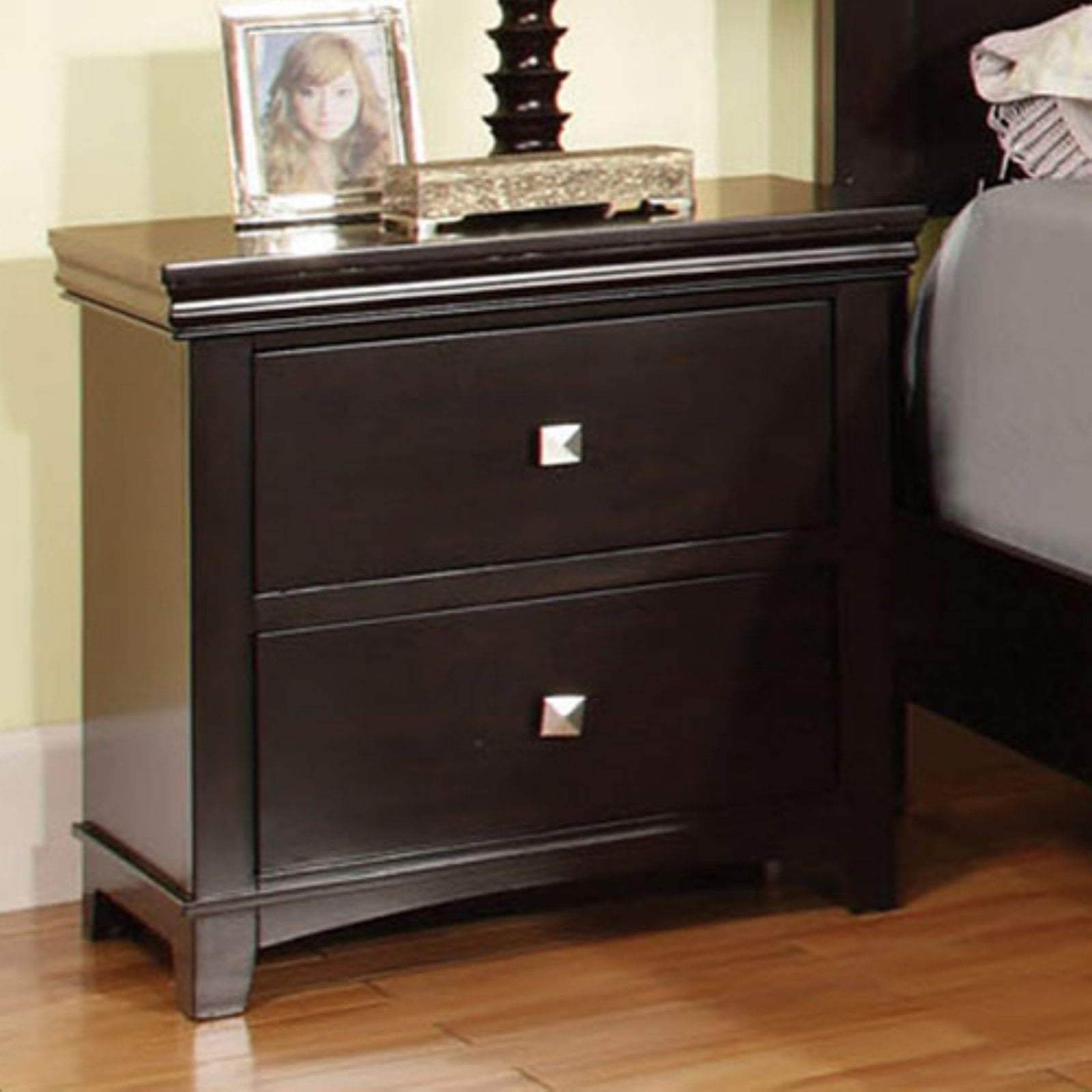 Furniture of America Hayes 2 Drawer Nightstand Dark Espresso