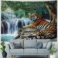 thumbnail image 4 of GOSMITH  Savannah Tapestry, Indochina Tiger Laying Under Banyan Tree Against Limestone Waterfall Nature, Wide Wall Hanging for Bedroom Living Room Dorm Painting, 4 of 6