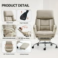 thumbnail image 5 of EMIAH Office Chair with Foot Rest, Ergonomic Executive Office Chair with Arms, Reclining High Back PU Leather Comfy Swivel Computer Desk Chairs with Wheels and Lumbar Support for Home Office, Beige, 5 of 9