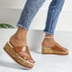 thumbnail image 1 of Diapositivas de corcho con plataforma para mujer, sandalias deslizantes con punta abierta y lazo en el dedo del pie, zapatos deslizantes de moda para exteriores, 1 of 4