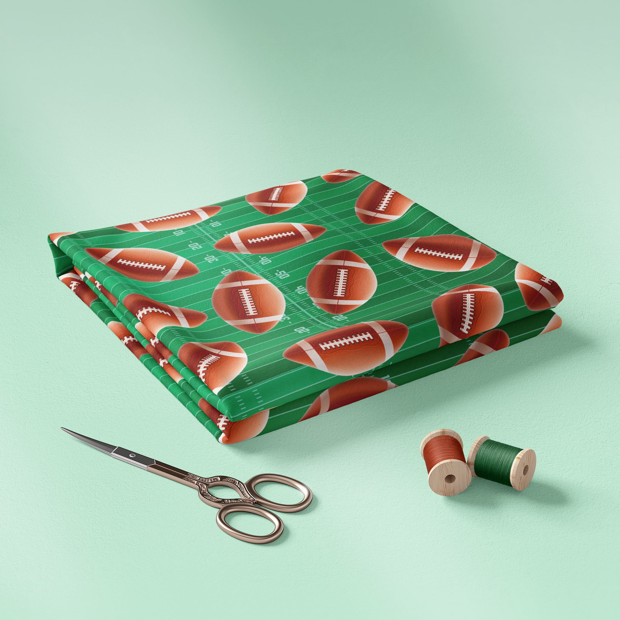 1 Yard 100% Cotton Football, Multi-color, 44" Wide for Quilting & Sewing by David Textiles