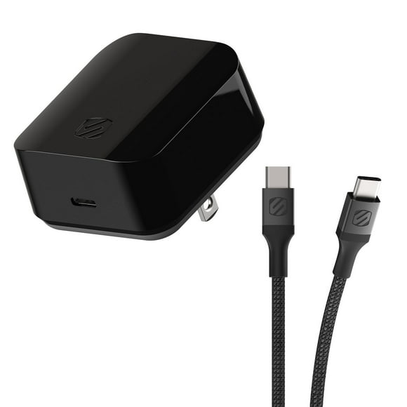 Scosche HPD60CCB10-SP Powervolt 60W USB-C Wall Charger w/ USB-C to USB-C Charge & Sync 10-ft. Cable, 60W USB-C Wall Chrgr w/ Cbl