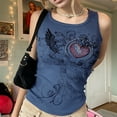 thumbnail image 3 of Women Graphic Print Grunge Crop Tank Top Rhinestone Y2K Camis Harajuku Tees Vest, 3 of 6