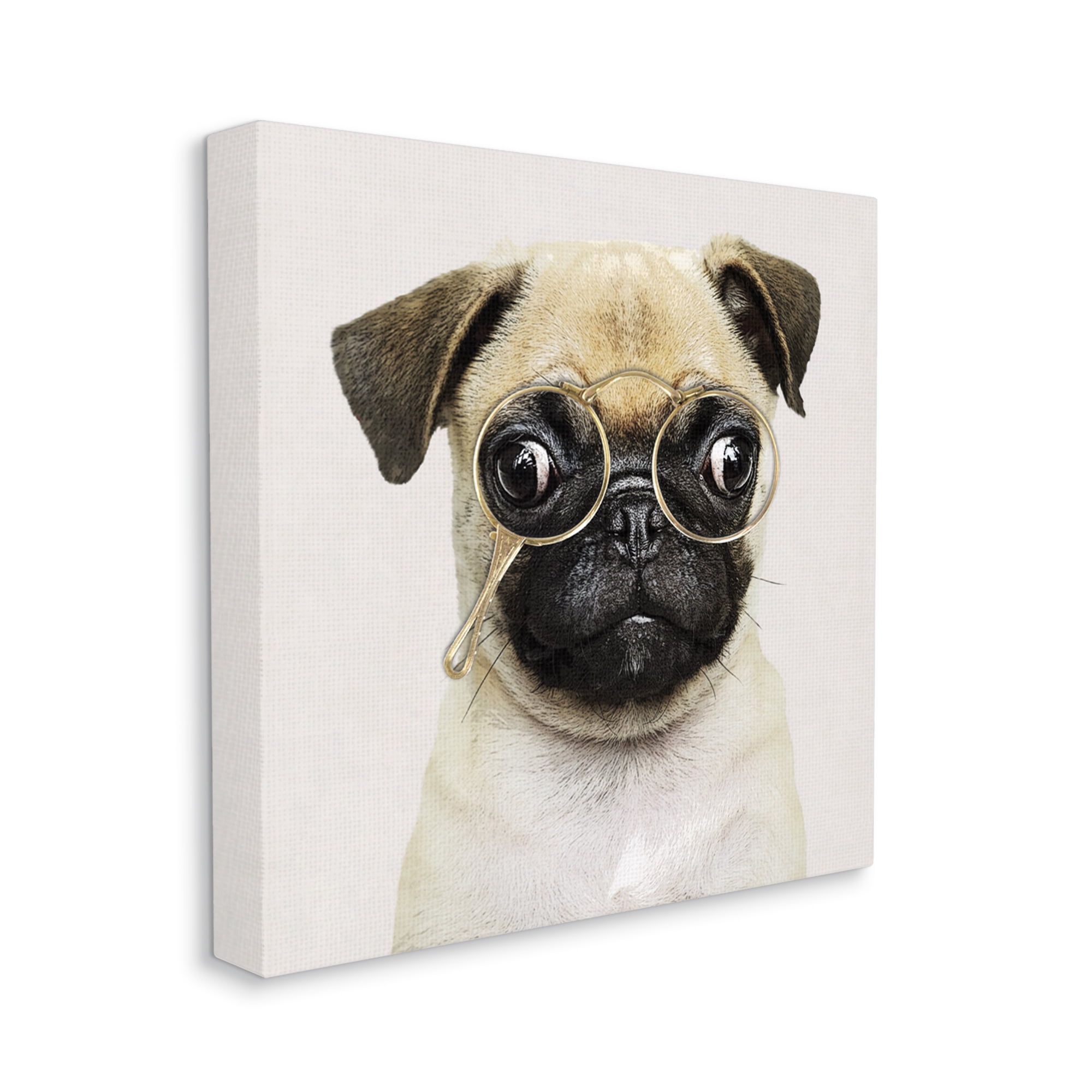 Stupell Fun Pug Vintage Glasses Animals & Insects Painting Gallery Wrapped Canvas Print Wall Art