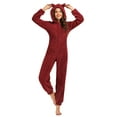 thumbnail image 3 of Women's Fleece Onesie Pajamas Bear Ear Hooded Jumpsuit Winter Warm Cozy Plush Zipper Romper Sleepwear Loungewear PLUS, 3 of 6