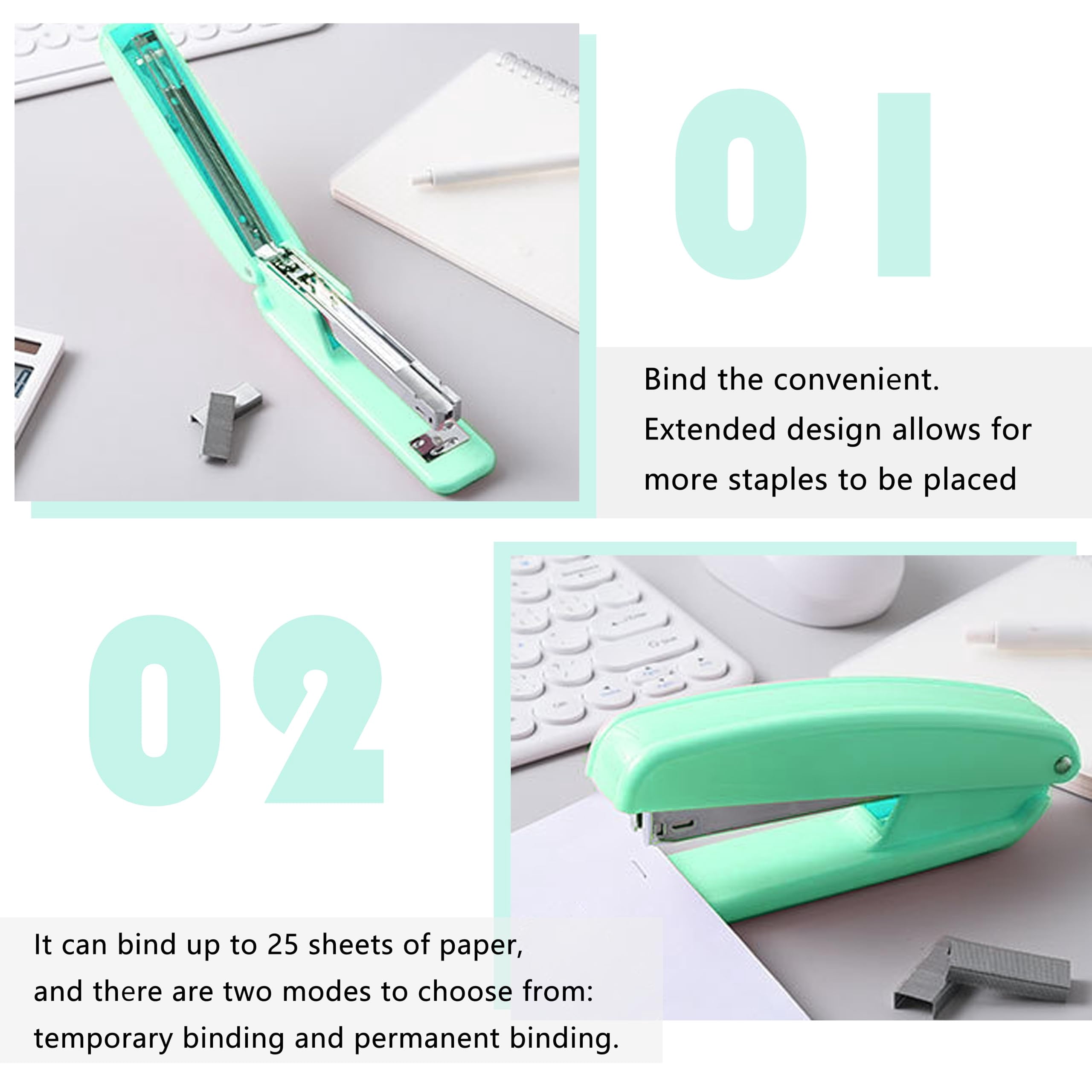 Green Desk Organizers And Accessories Office Supplies Set Stapler  Pen Holder Phone Ruler 30 Paper Clips 22 Binder Clip 20 Tacks 1000pcs Staples