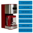 thumbnail image 3 of Kenmore Machine à Café Programmable 12 Tasses, Rouge/Acier Inoxydable, Contrôle de l'Arome, Affichage Numérique, Carafe en Verre, Filtre Réutilisable, Minuterie, Filtre à Eau au Charbon, 3 of 8