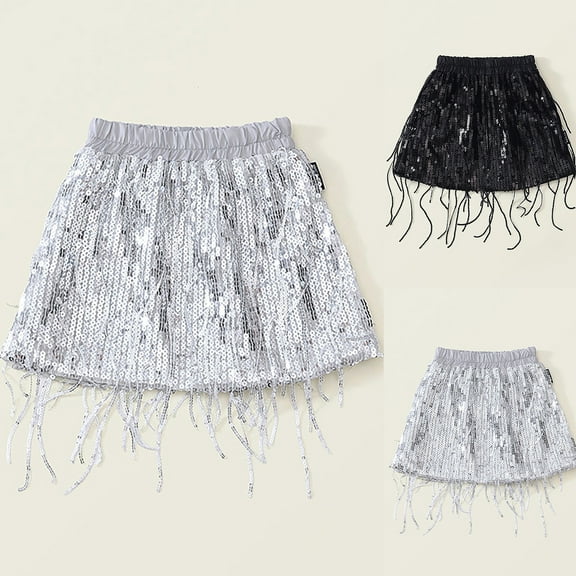 THDHVS Skirts for Girls,Short Skirt,Girls Kids Fringe Latin Dance Hip Skirt Mini Layered Tassel Flowing Skirt Ballroom Tango Performance 6-7 Years