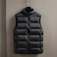 thumbnail image 4 of GHSOHS Men's Outerwear Vests Fall Winter Casual Stand Collar Sleeveless Lightweight Jackets Vest Zipper Pocket Down Cotton Coats(Black,L), 4 of 7
