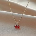 thumbnail image 1 of Collar colgante shaofei 2024 2 piezas vino rojo cereza color oro para Mujeres, 1 of 5