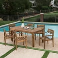 thumbnail image 5 of GDF Studio William Outdoor Acacia Wood Expandable 7 Piece Dining Set, Teak, 5 of 13