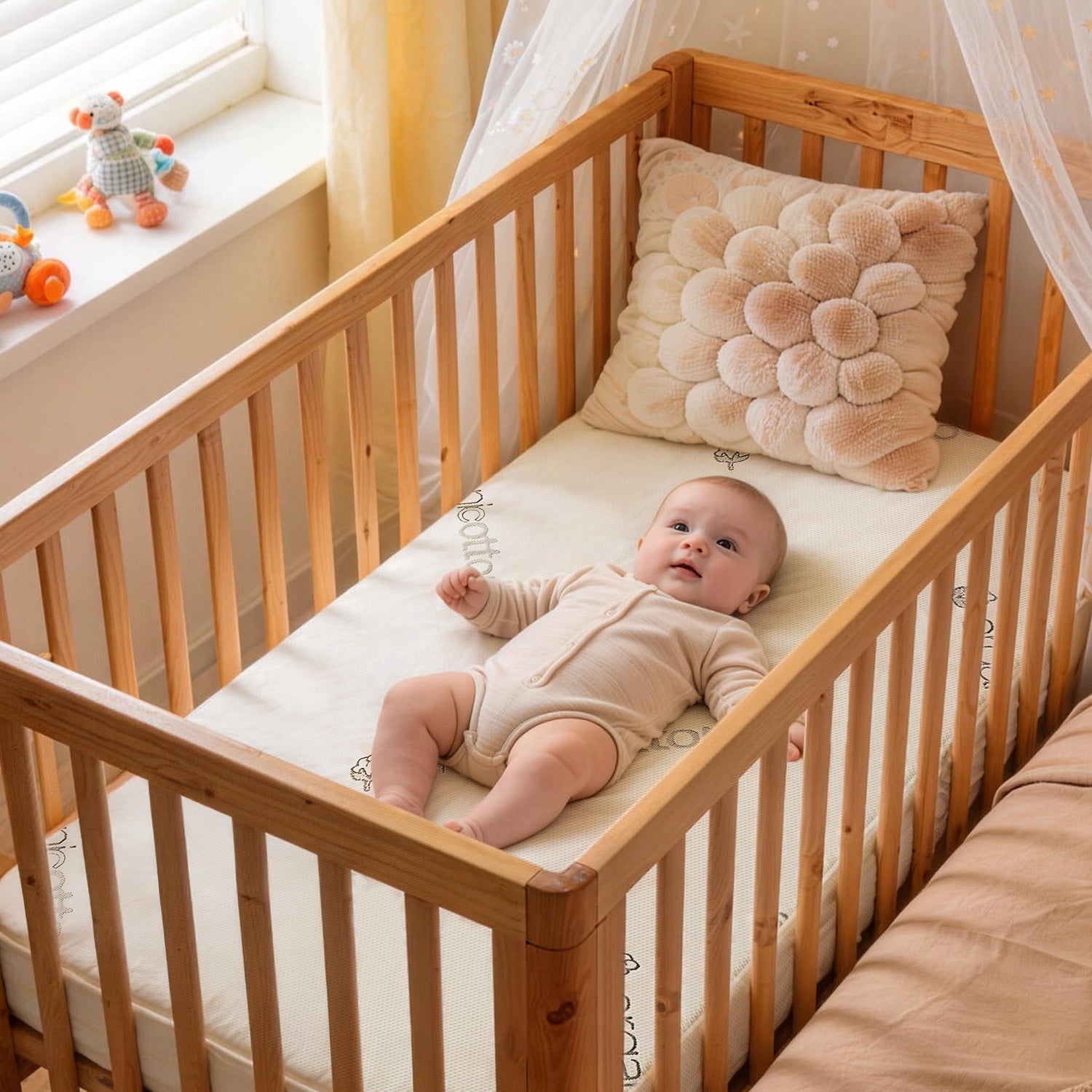 Wonder Living Crib & Toddler Mattress, 100% Organic Cotton Cover, Breathable, Premium Foam Interior, 5’’ Thickness Firm