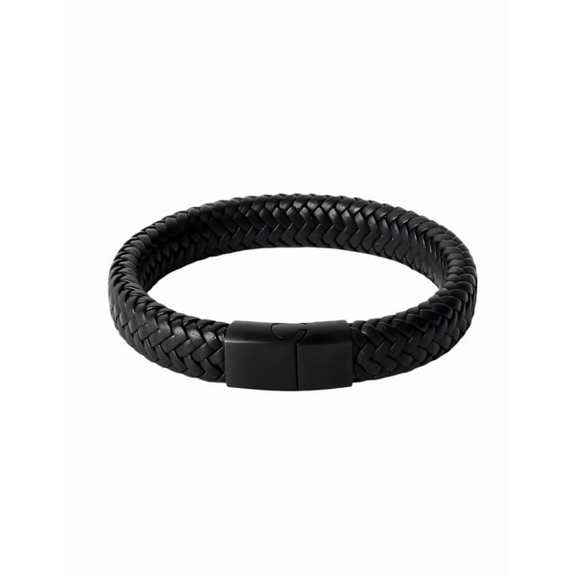 Pulsera Xtellar Cuero Trenzado Cierre Magnetico Iman Hombre Mujer Color Trenzada-Negra Largo 20 cm