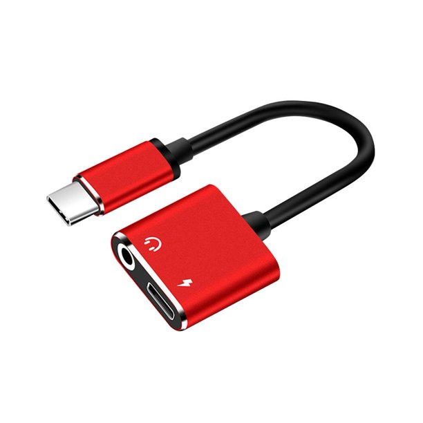 Adaptador 2 en 1 tipo C a conector de Audífonoses de 3,5 mm + carga para Xiaomi Huawei