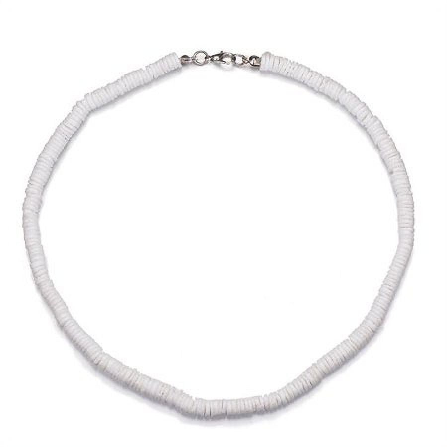 White Surfer Necklace Choker Pack, Genuine Puka Shell Necklace for Men