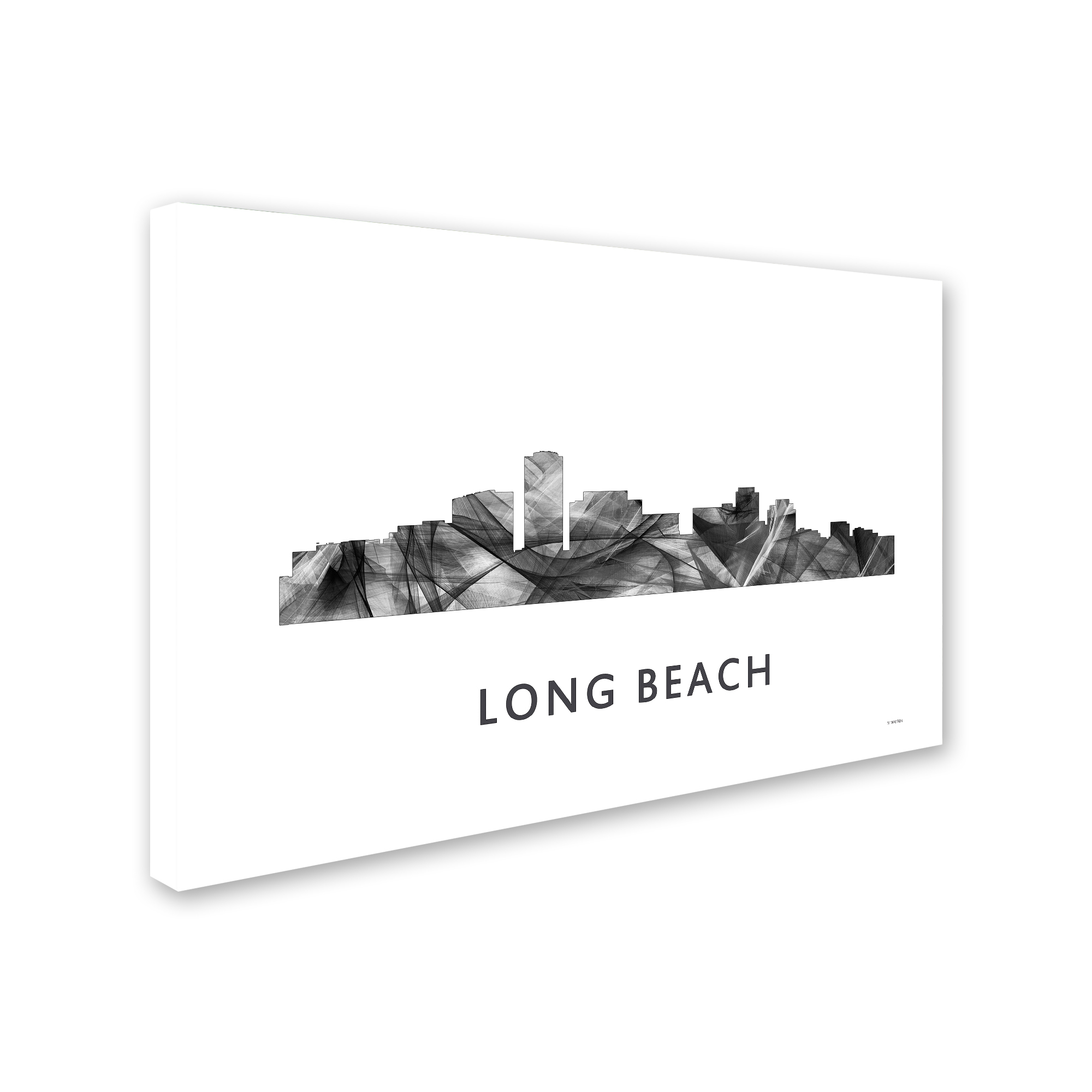 Trademark Fine Art 'Long Beach California Skyline WB-BW' Canvas Art by Marlene Watson