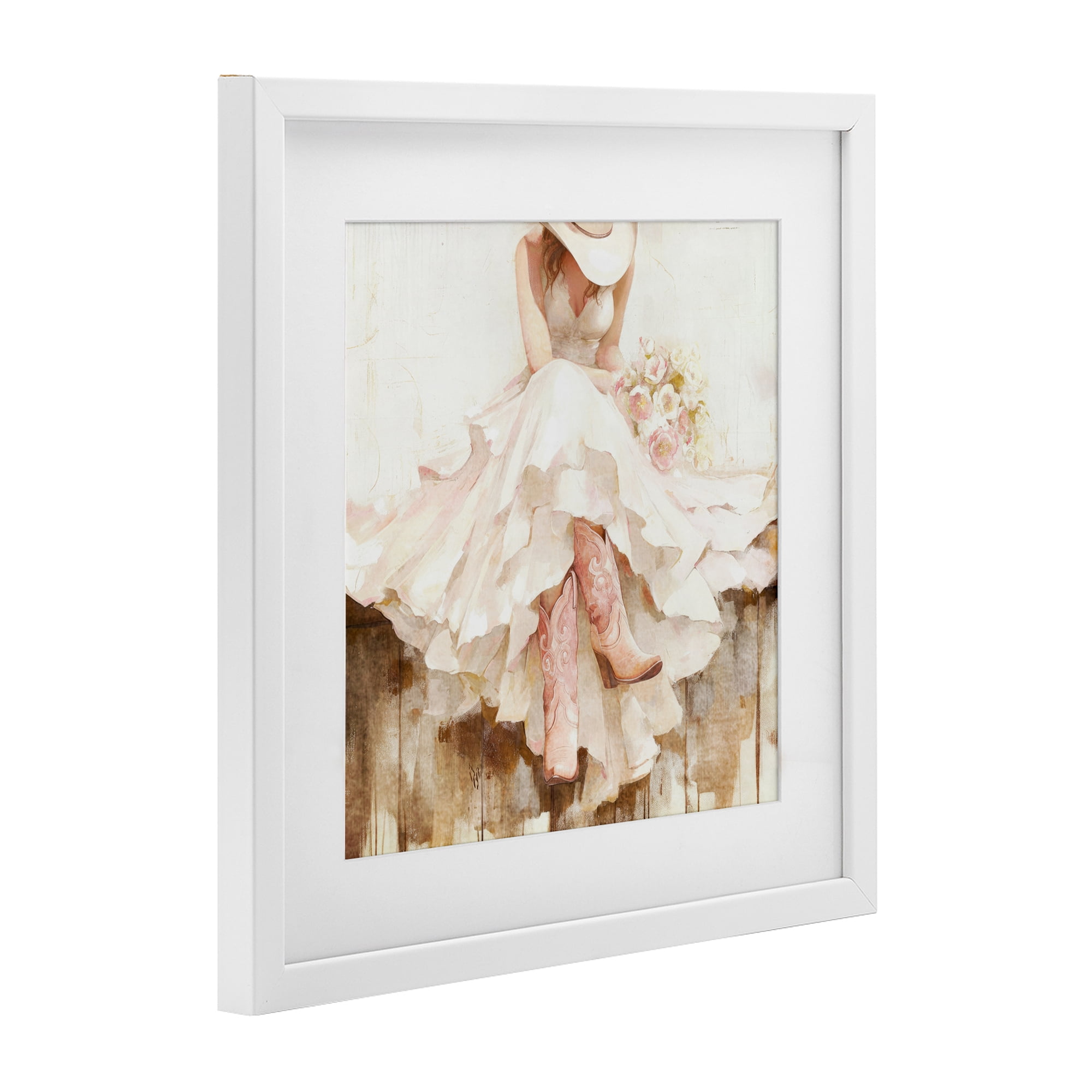 Stupell Industries Cowgirl On The Fence White Framed Print Under Glass, design by Tina LeCour