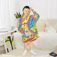 thumbnail image 6 of FORMRS Wearable Blanket Hoodie with Sleeves for Kids Cozy Flannel Sweatshirt, Vibrant Dinosaur, 6 of 7