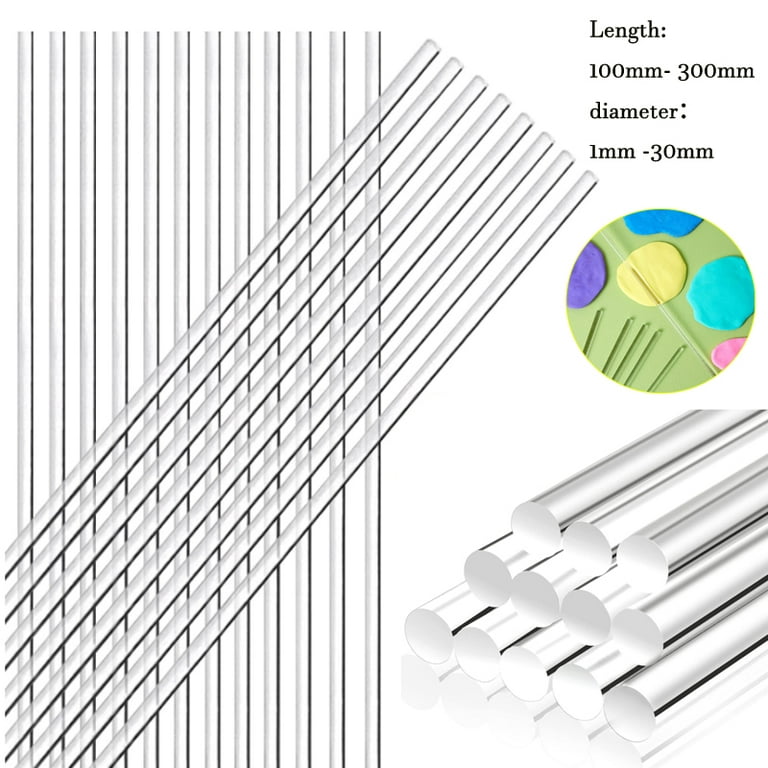 Plastic Clear Acrylic Square Rod Bar Round Rod Circular Bar 100/200/300mm  Length