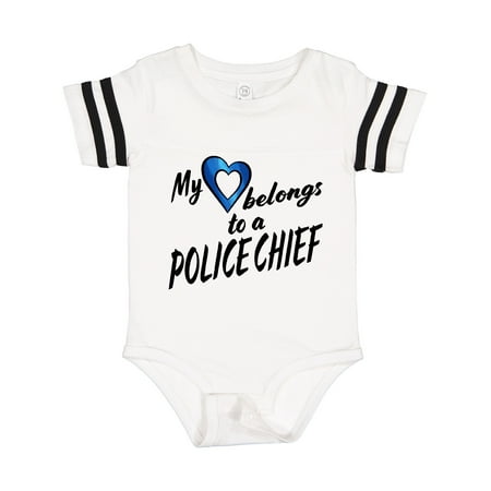 

Inktastic My Heart Belongs to a Police Chief with Blue Heart Gift Baby Boy or Baby Girl Bodysuit