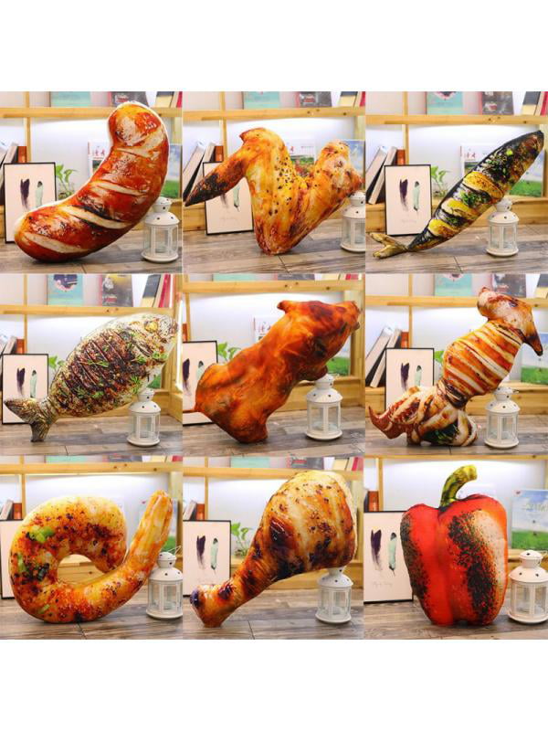 Funny Jokey Big 3D Pillow Chicken Ham Fish Meat Food Gifts Cushion Kids Toys 