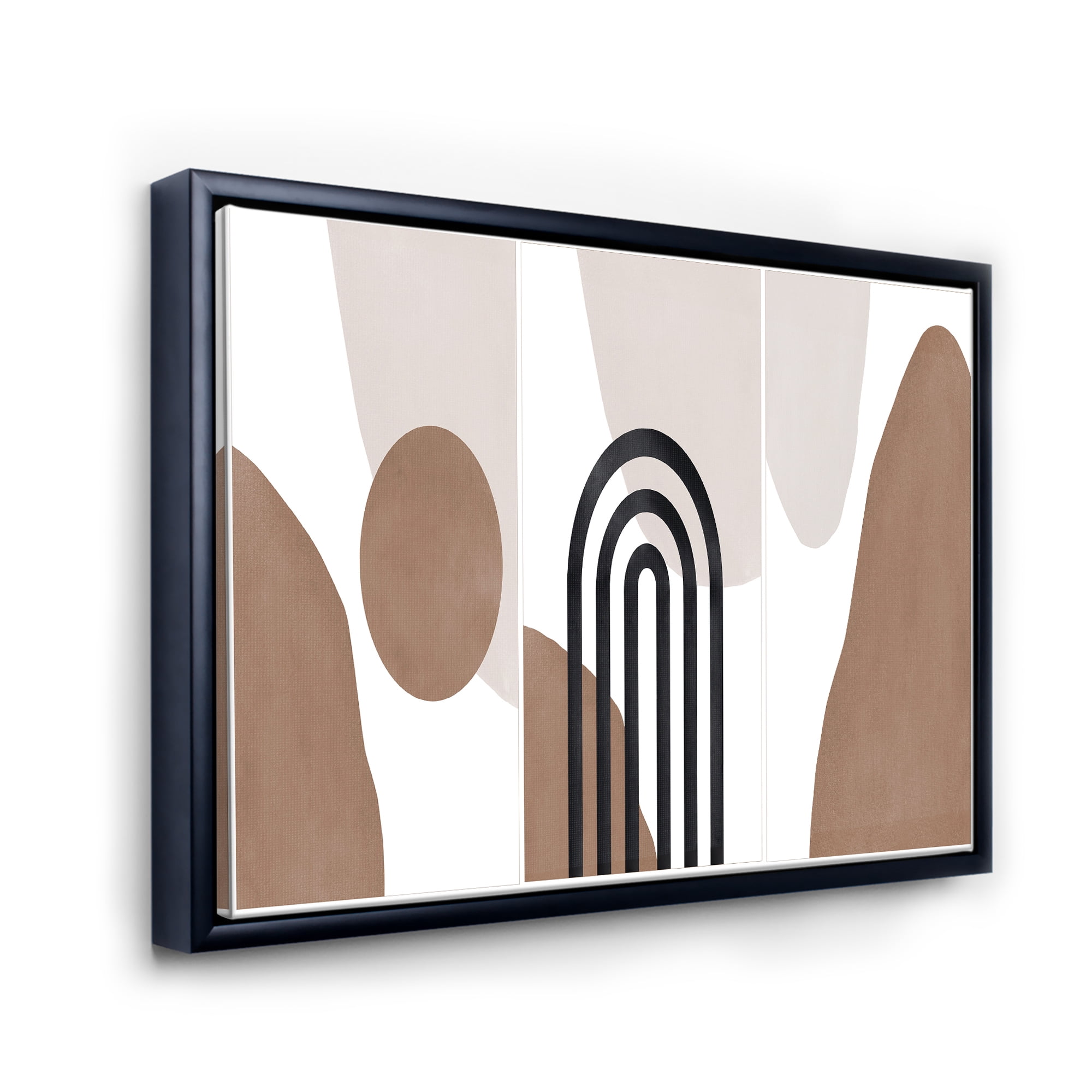 Designart 'Abstract Shapes in Ivory and Terracotta Shapes II' Modern Framed Canvas Wall Art Print
