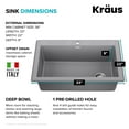 thumbnail image 6 of KRAUS Forteza 33” Drop In / Undermount Single Bowl Granite Kitchen Sink in Grey, 6 of 8
