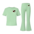 thumbnail image 3 of Asxite Girls Summer Outfits Casual Heart Print Short Sleeve Tee Flared Pants Set 2 Piece 5-15 Y, 3 of 6