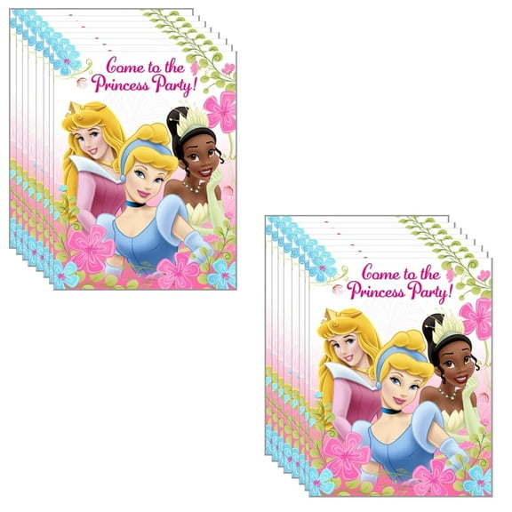 Disney Princess Birthday Party Supplies Bundle includes 16 Party Invitations with Envelopes