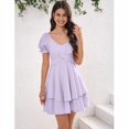 thumbnail image 2 of Yesfashion Women's Summer Lantern Sleeve A-Line Mini Dresses Double-Layer Sleeves V-Neck Dress, 2 of 8