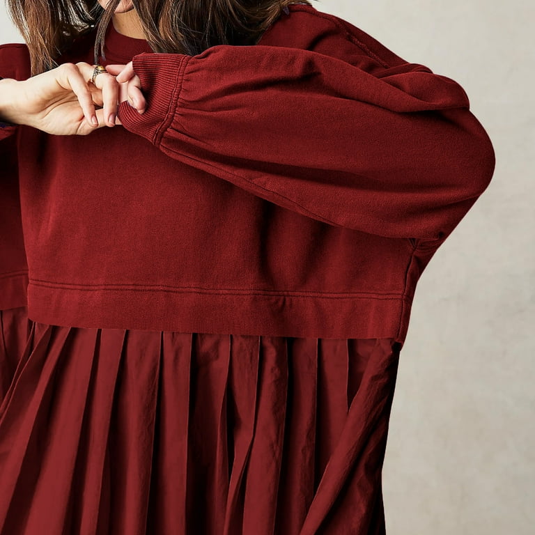 Casual Solid Patchwork O Neck A Line Dresses(5 Colors) Casual Solid Patchwork O Neck A Line Dresses(5 Colors)
