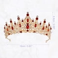 thumbnail image 4 of Tiara de corona de reina de cristal de imitación Unique Bargains Tono dorado rojo 15x6,8 cm, 4 of 7