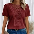 thumbnail image 4 of Funicet Women's Scoop Neck Short Sleeve Tees Cotton T Shirts Blouses Tops Red S, 4 of 9