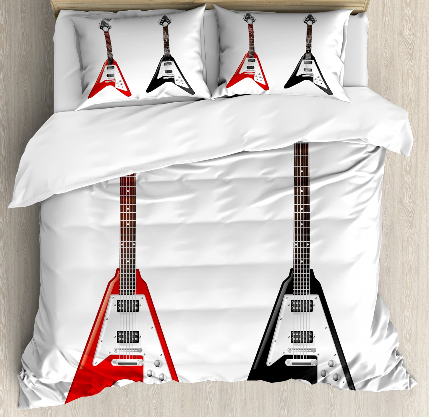 Guitar Duvet Cover Set Musical Instrument With V Shaped Design
