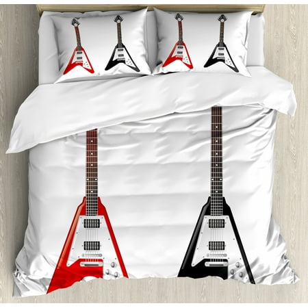 Guitar Duvet Cover Set Musical Instrument With V Shaped Design
