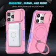 thumbnail image 6 of for iPhone 13 Pro Case with Camera Sliding Cover, [Compatible with MagSafe] with Magnetic Ring Kickstand, Military Grade Heavy Duty Protection Phone Case for iPhone 13 Pro, Pink, 6 of 10