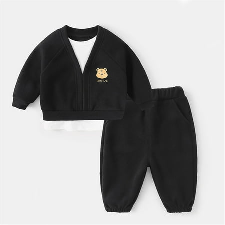 

Hunpta Infant Children Kids Toddler Baby Boys Girls Long Sleeve Cute Cartoon Animals Patchwork Sweatshirt Pullover Tops Solid Trousers Pants Outfit Set 2PCS Clothes