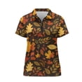 thumbnail image 6 of Whosucclay Fall Leaves Mix Pattern Polo Shirts, Daily Going Out Soft Lightweight Athletic Tops for Tennis Golf Vacation 1/4 Zip Size Small, 6 of 10