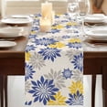 thumbnail image 3 of Table Runners 70 Inches Long Dress Scarves, Geometric Flower Farmhouse Coffee/Dining/Kitchen Table Decor, Holiday Table Runner, Vintage Country Floral Blue Yellow on Linen 13x70 Inch, 3 of 9