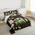 thumbnail image 3 of Feelyou Cartoon Deer Moose Queen Comforter Set, Farmhouse Hunting Wildlife Bedding Sets, Brown Buffalo Plaid Reversible Bedding Comforter Set, Super Cozy Room Decor, 3pcs, 3 of 8