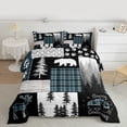 thumbnail image 2 of Homewish Safari Deer Silhouette Queen Comforter Set,Rustic Plant Pine Tree Bedding Sets,Blue Gray Black Bedding Comforter Set For Girl Boys,Luxury Bedroom Decor Reversible,3-Piece, 2 of 8