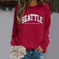 thumbnail image 4 of Seattle Washington Sweatshirts for Women Long Sleeve Crewneck Graphic Sweatshirt Pullover Tops Fall Winter Outfits, 4 of 5