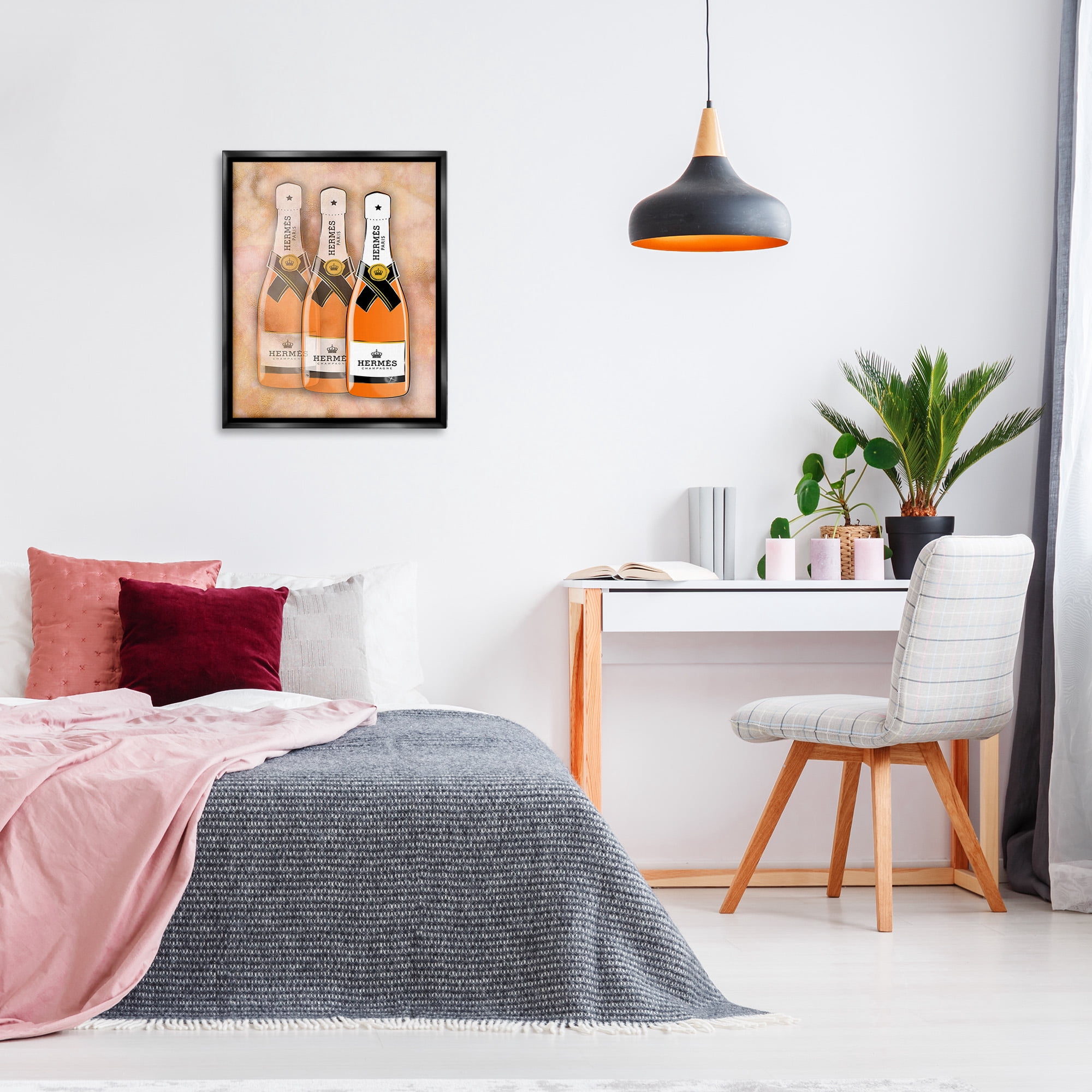 Stupell Industries Orange Glam Champagne Food & Beverage Painting Black Floater Framed Canvas Art Print Wall Art, 25 x 31