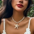 thumbnail image 6 of HGYCPP Simple Large Starfish Pendant Necklace Clavicle Chain White Rope Collar Necklace, 6 of 14